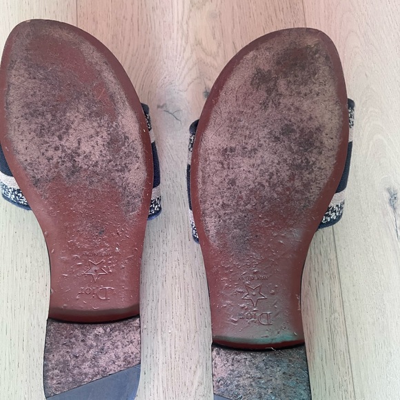 Christian Dior Dway Slide Deep Blue Embroidered Cotton in a size 36 (US 6) - Picture 3 of 3